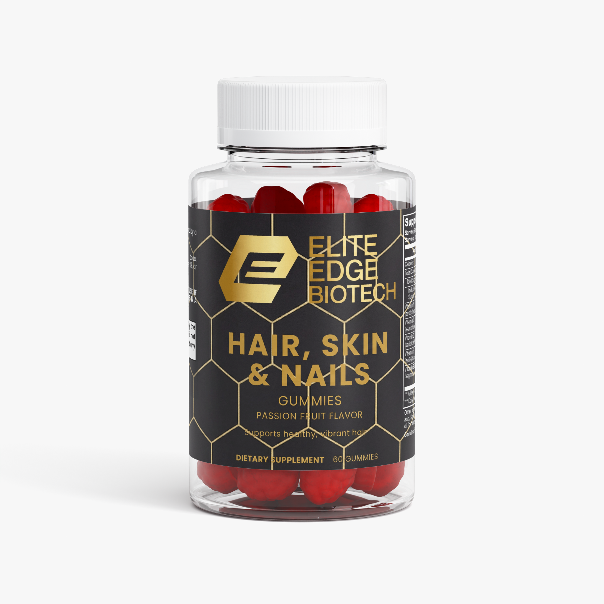 Hair, Skin & Nails Gummies — Passion Fruit Glow Formula with Biotin, Collagen & Vitamins A, C, D & E | Strengthen Hair, Radiant Skin & Healthy Nails | Elite Edge Health