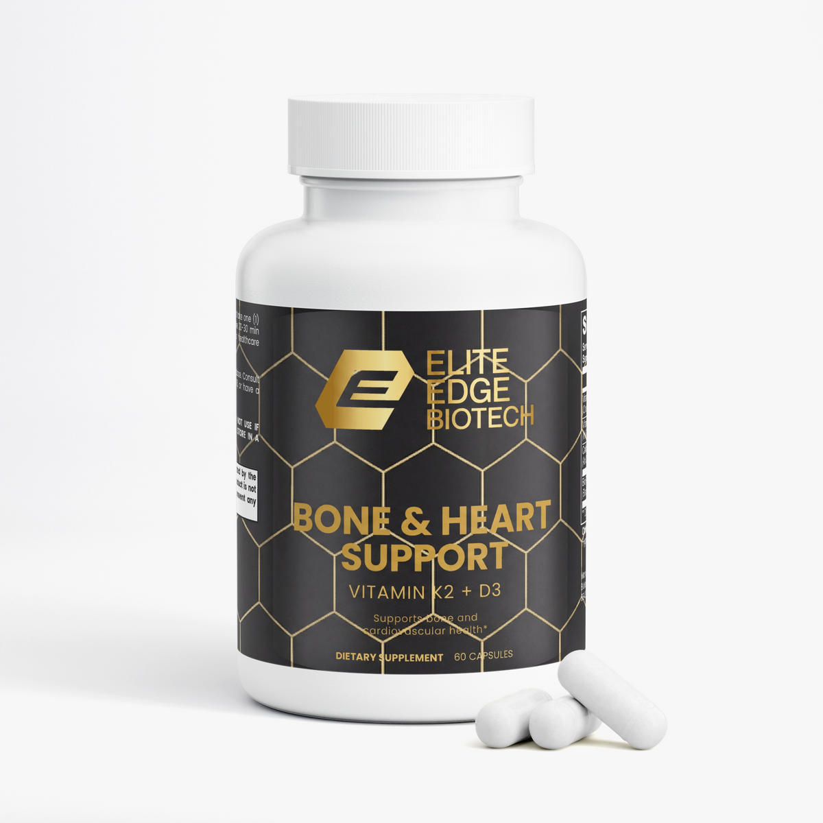 D3 + K2 Ultra — Bone, Calcium & Heart Health Support | Vitamin D3 (Cholecalciferol) + K2 (MK-7) with BioPerine® | Promotes Strong Bones & Arteries | Elite Edge Health