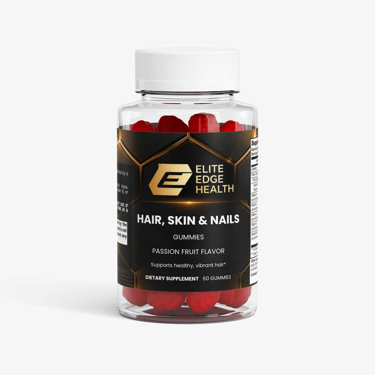 Hair, Skin & Nails Gummies — Passion Fruit Glow Formula with Biotin, Collagen & Vitamins A, C, D & E | Strengthen Hair, Radiant Skin & Healthy Nails | Elite Edge Health