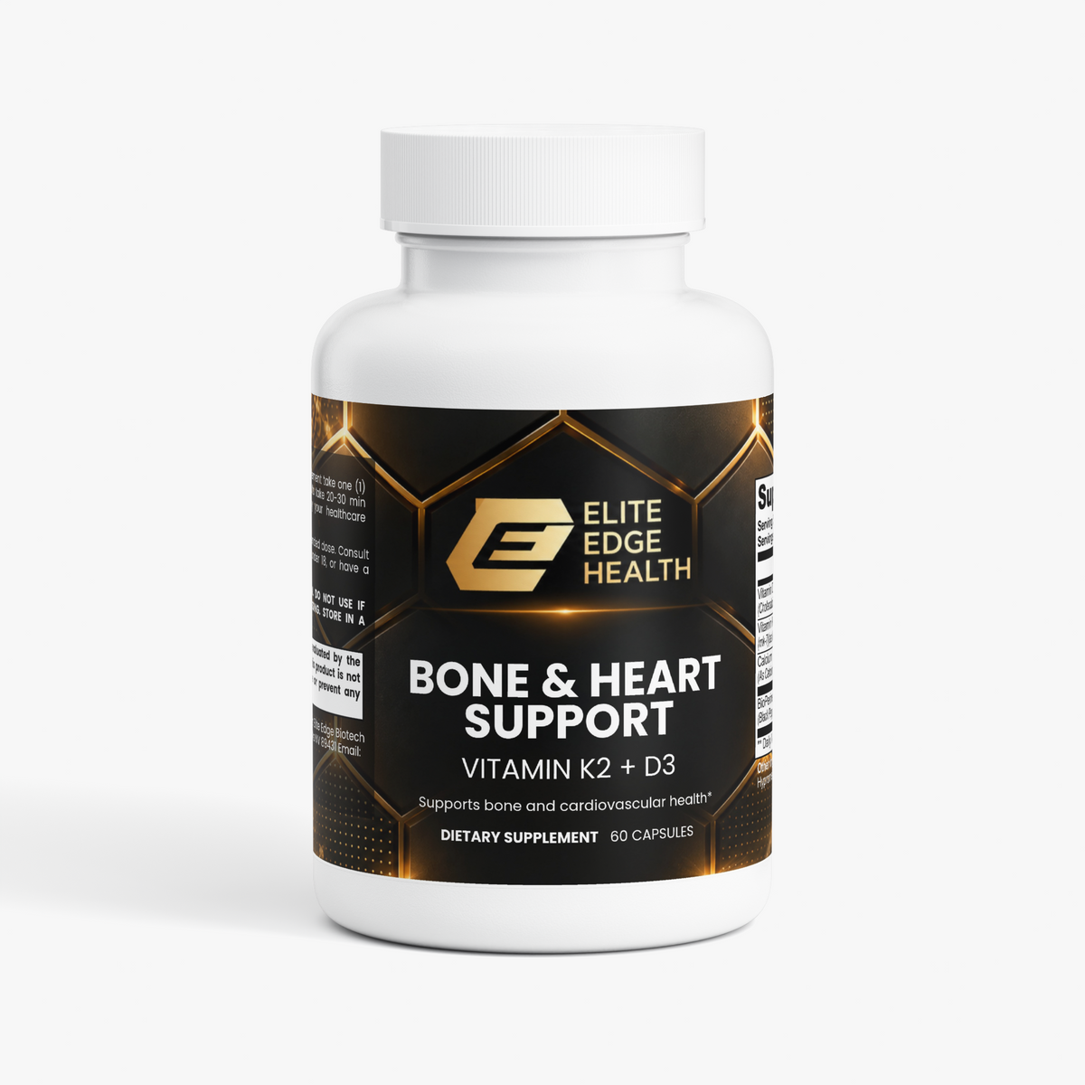 D3 + K2 Ultra — Bone, Calcium & Heart Health Support | Vitamin D3 (Cholecalciferol) + K2 (MK-7) with BioPerine® | Promotes Strong Bones & Arteries | Elite Edge Health
