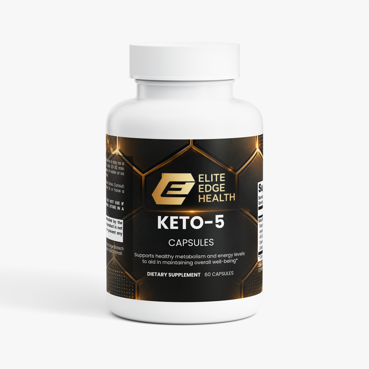 Keto-5 — Advanced Ketogenic Fat-Burning Formula with Raspberry Ketone, Green Tea & Garcinia Cambogia | Boosts Energy, Focus & Fat Metabolism | Elite Edge Health
