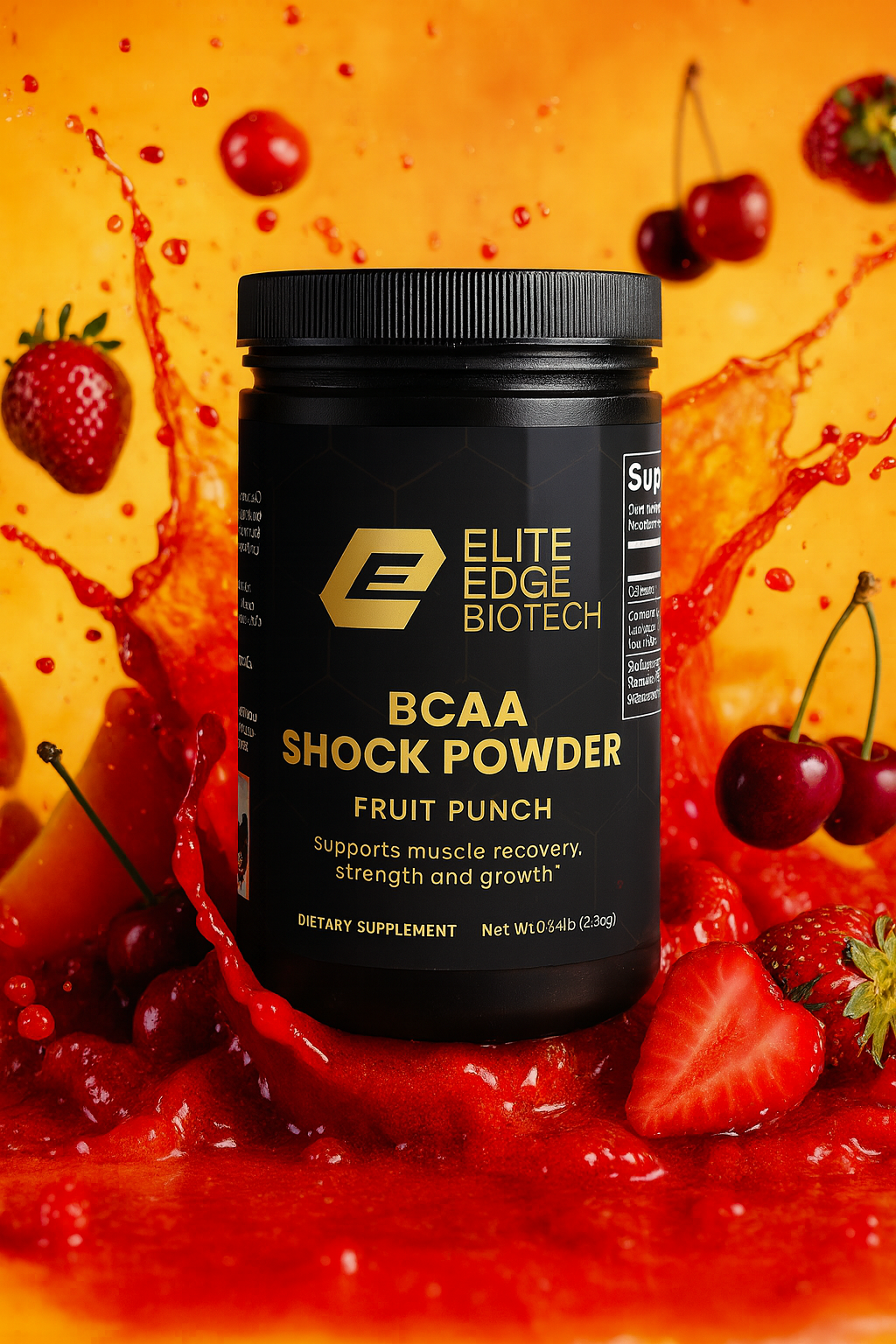 BCAA + Glutamine Post-Workout Powder — 2:1:1 Ratio | Muscle Recovery, Lean Growth & Hydration Support | Fruit Punch Flavor | Elite Edge Health