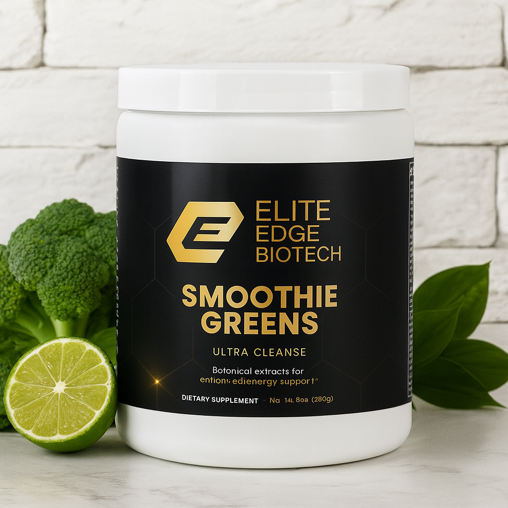Ultra Cleanse Smoothie Greens — Organic Superfood Detox & Energy Blend | Spirulina, Chlorella, Milk Thistle & Ginseng | Whole-Food Greens Powder for Digestion, Immunity & Vitality | Elite Edge Health