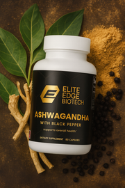 Organic Ashwagandha — Adaptogenic Stress & Mood Support | Natural Cortisol Balance & Energy Formula | With Organic Black Pepper for Enhanced Absorption | Elite Edge Health