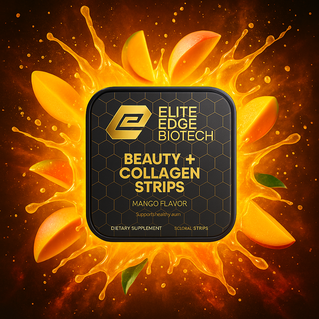 Beauty + Collagen Strips — Mango | Collagen Peptides & Vitamin E for Skin, Hair & Nail Support | Elite Edge Health