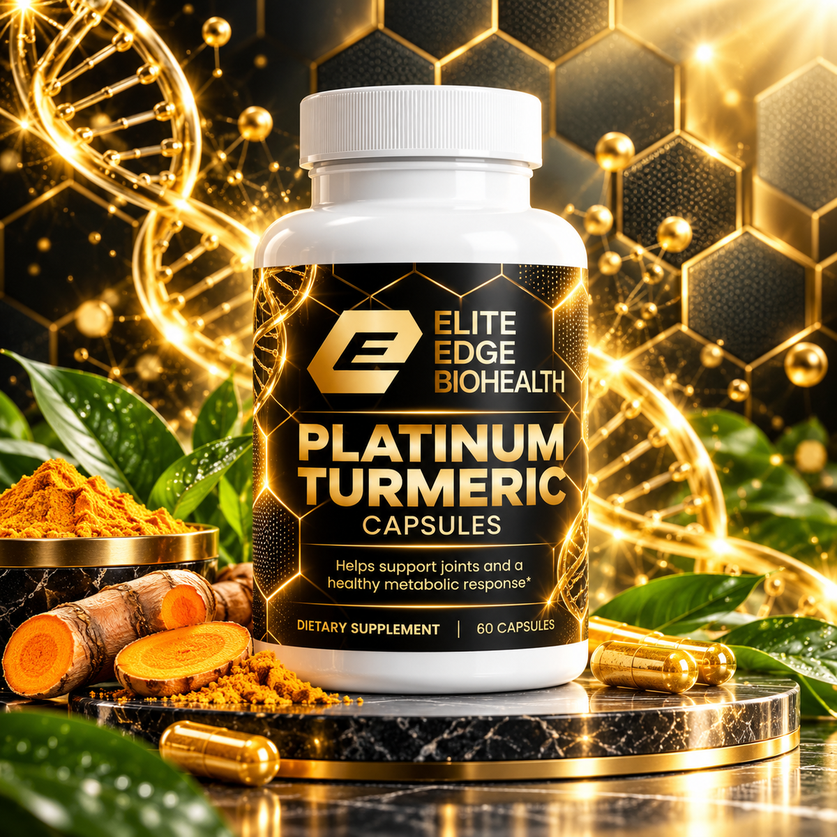 Platinum Turmeric — Advanced Joint, Mobility & Anti-Inflammatory Support with Curcumin, Glucosamine, Boswellia & BioPerine® | Flexibility & Recovery Formula | Elite Edge Health