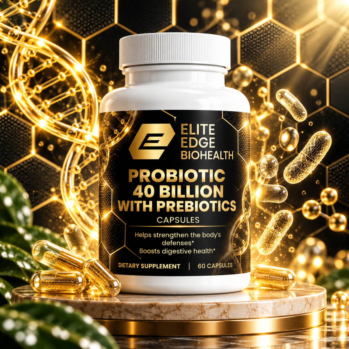Probiotic 40 Billion + Prebiotics — MAKTREK® Bi-Pass Technology | 4-Strain Digestive & Immune Support for Men & Women | Advanced Gut Health & Microbiome Balance | Elite Edge Health