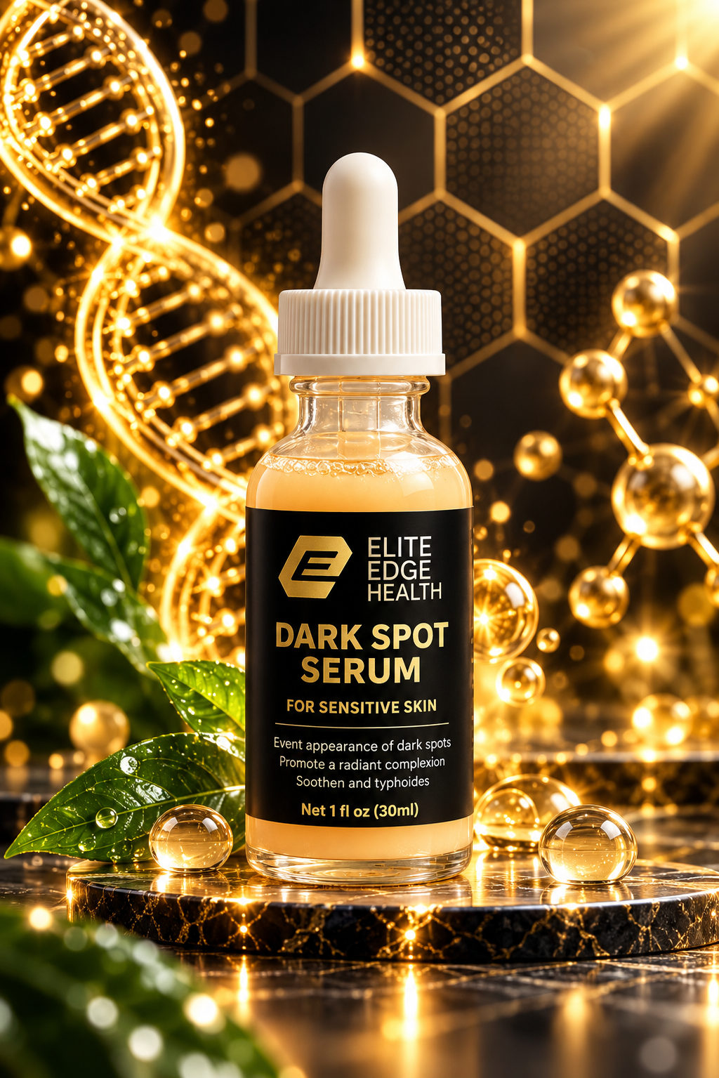 Dark Spot Serum — Sensitive Skin Brightening Complex with Adaptogenic Mushrooms, Chamomile & Green Tea | Even Tone & Hydration Without Harsh Acids | Elite Edge Health