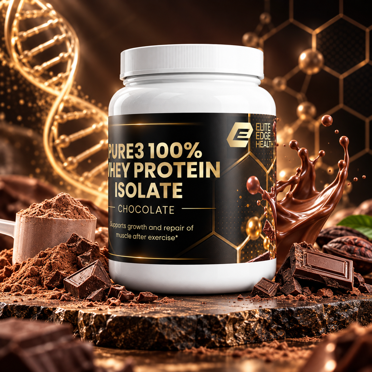 Chocolate Whey Protein Isolate — Premium Pure3 100% Whey Isolate | Elite Edge Biotech