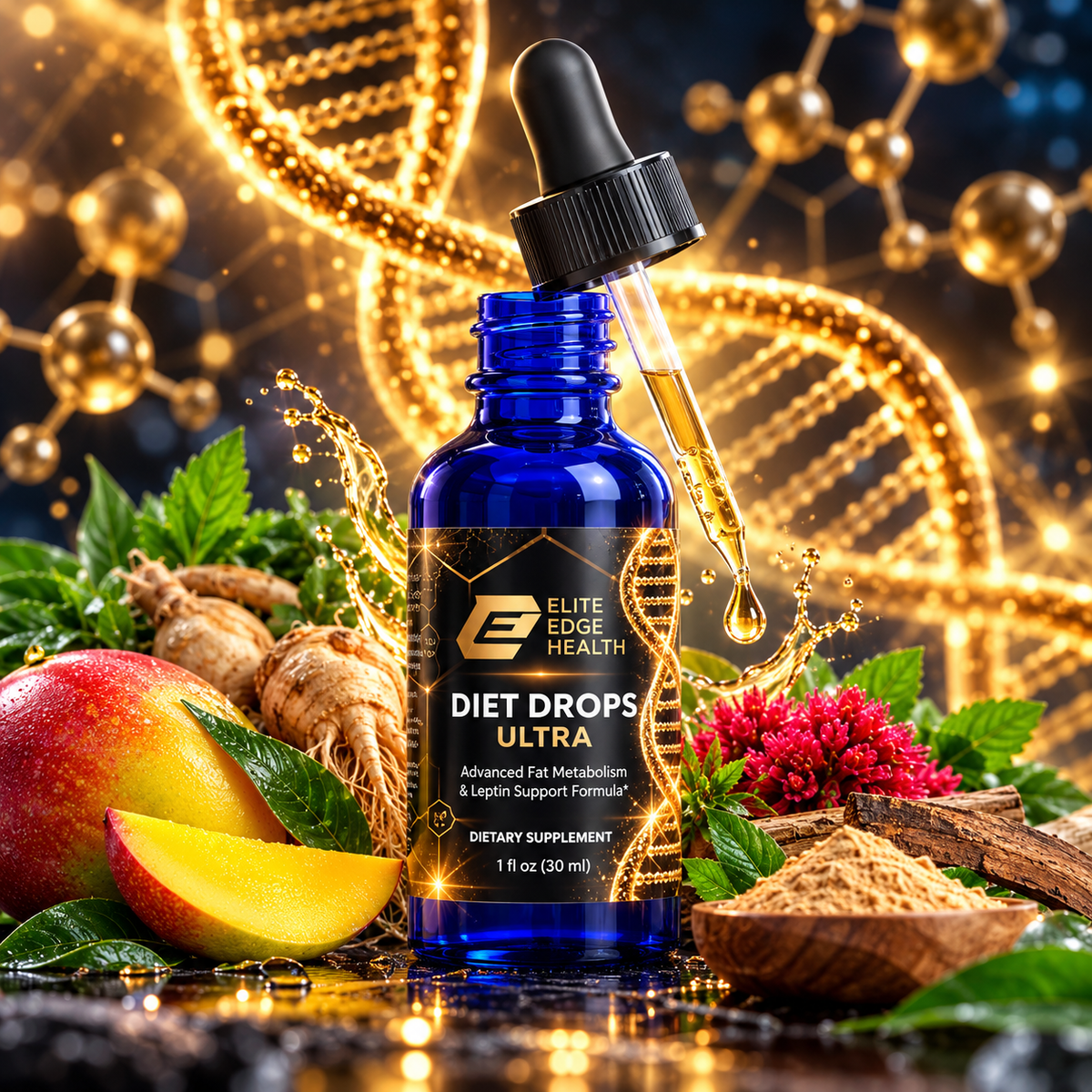 Diet Drops Ultra — Advanced Leptin & Metabolism Support Drops | African Mango, Maca & L-Carnitine Formula | Supports Weight Management, Fat Burning & Energy | Elite Edge Health