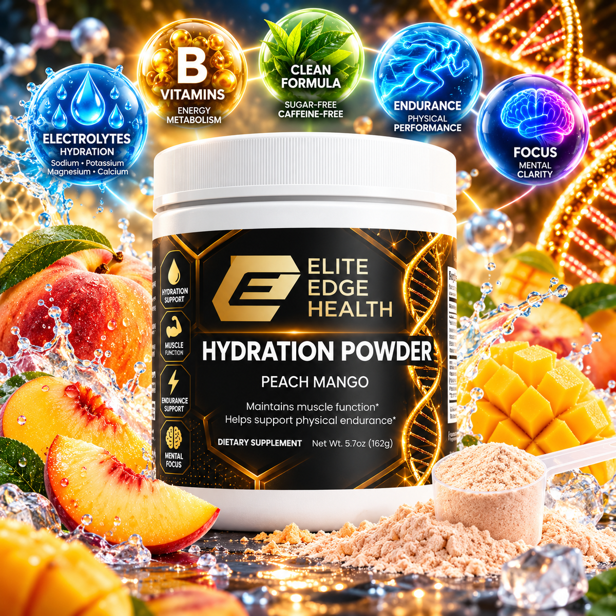 Peach Mango HYDRATION — Advanced Electrolyte Drink Mix | Sugar-Free, Keto-Friendly Hydration & Endurance Support | Caffeine-Free Electrolyte Powder