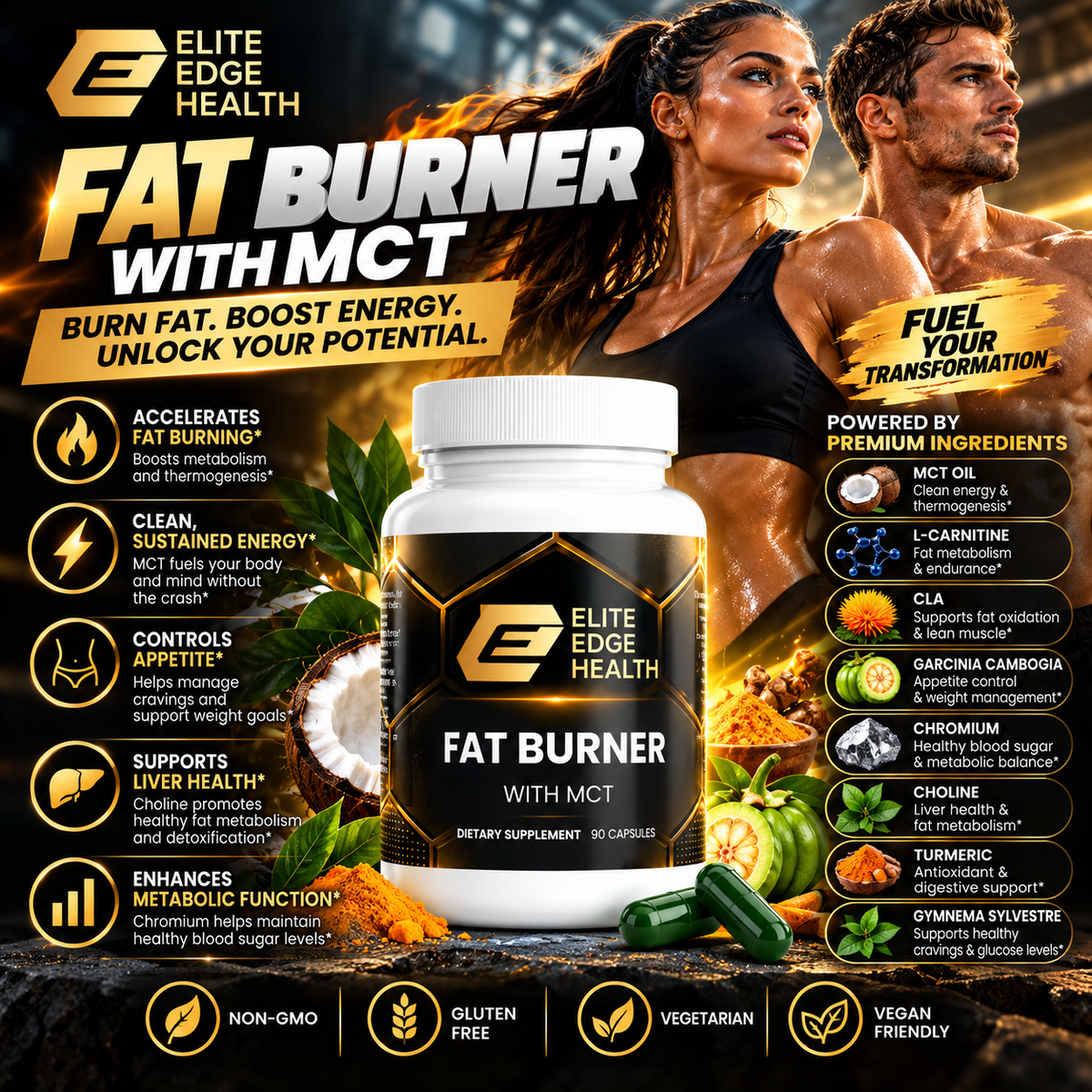 Elite Thermo Burn + MCT — Advanced Fat Metabolism & Energy Support | Elite Edge Health